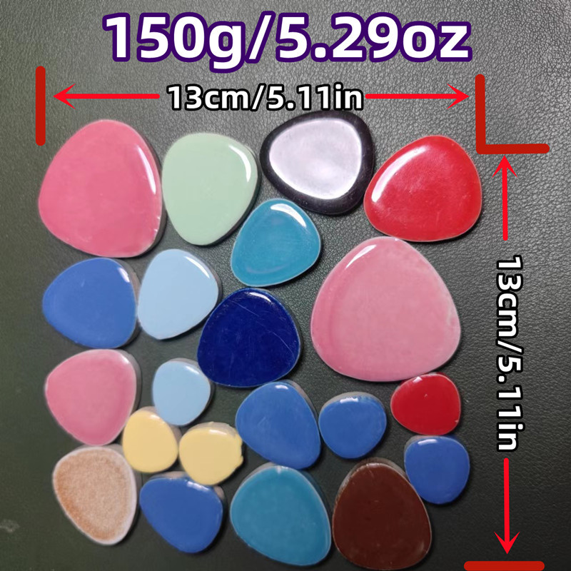 85 g/3 unces daudzstūra porcelāna mozaīkas flīzes DIY Craft keramikas flīzes, ovālas, olveida formas mozaīkas izgatavošanas materiāli, 4 izmēri, sajauciet tīru krāsu