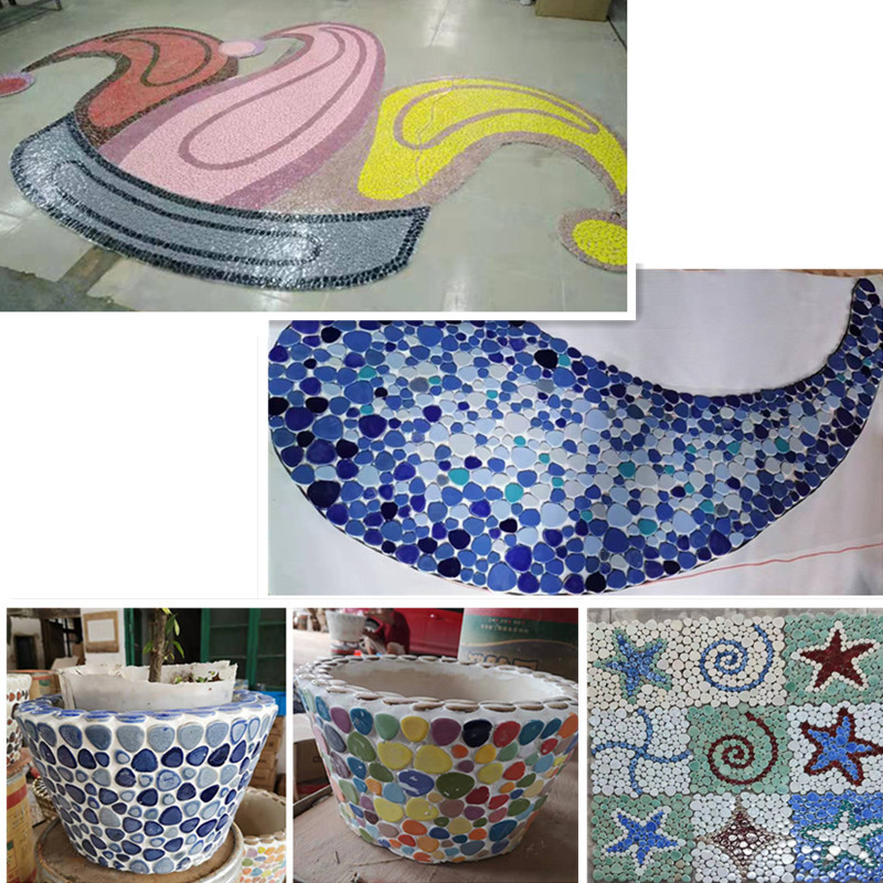 85 g/3 unces daudzstūra porcelāna mozaīkas flīzes DIY Craft keramikas flīzes, ovālas, olveida formas mozaīkas izgatavošanas materiāli, 4 izmēri, sajauciet tīru krāsu