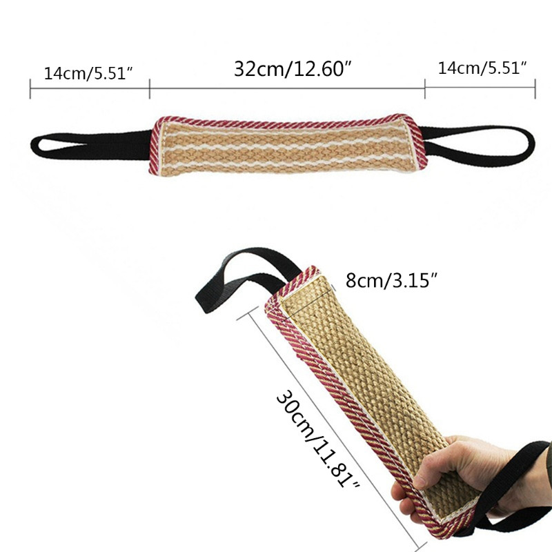 Patvarios šunų dresūros vilkimo žaislų įkandimo pagalvė su 2 rankenomis.