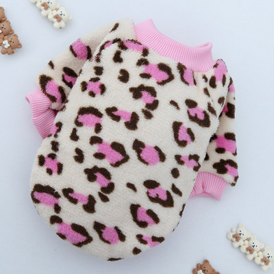 Leoparda apdruka, mīksta vilna mājdzīvnieku suņu apģērbi maziem suņiem Kaķis ziemas silts kucēns sporta krekli Franču buldogu jaka Hoodies Mētelis