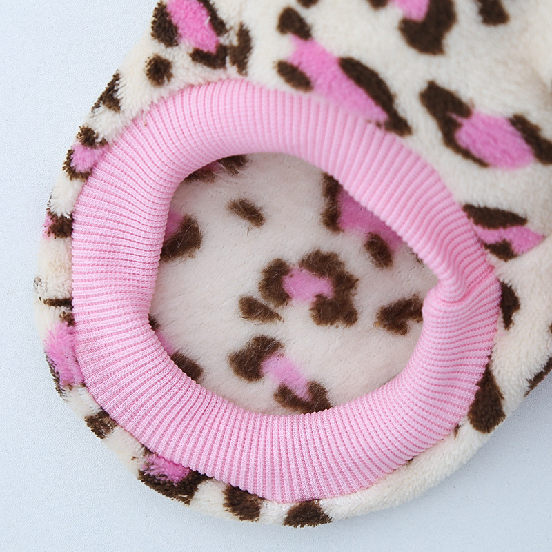 Leoparda apdruka, mīksta vilna mājdzīvnieku suņu apģērbi maziem suņiem Kaķis ziemas silts kucēns sporta krekli Franču buldogu jaka Hoodies Mētelis