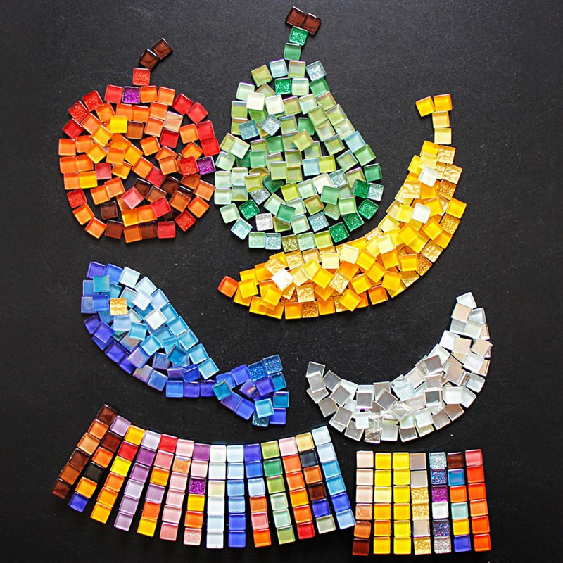 450Gb 1cm Juvelierizstrādājumu izgatavošana Mozaīkas ielāpi DIY Craft Sveču lampa Stikla Vāze Stikla Plāksteri Stikla gabali Mini ar rokām darinātas mozaīkas flīzes