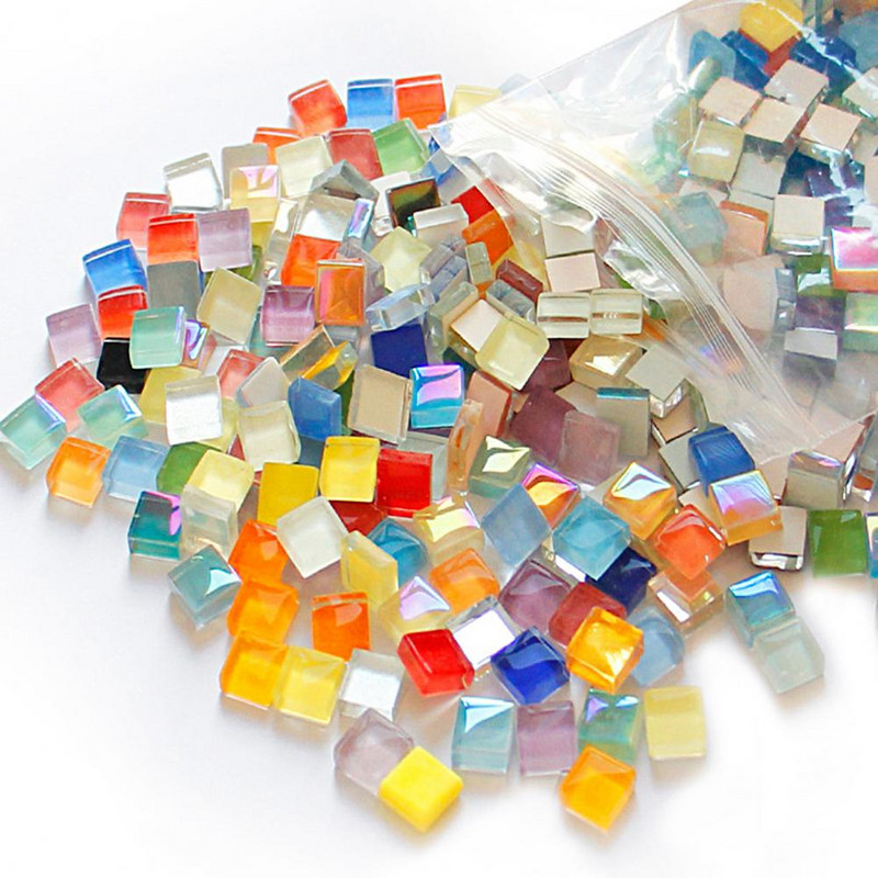 450Gb 1cm Juvelierizstrādājumu izgatavošana Mozaīkas ielāpi DIY Craft Sveču lampa Stikla Vāze Stikla Plāksteri Stikla gabali Mini ar rokām darinātas mozaīkas flīzes