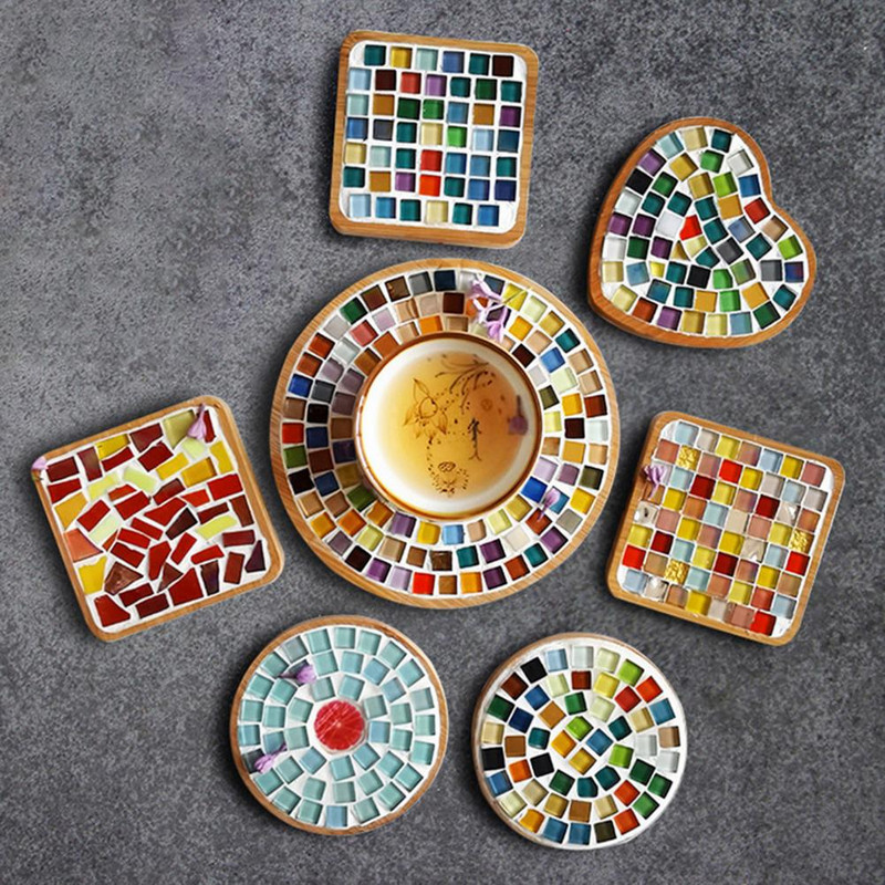 450Gb 1cm Juvelierizstrādājumu izgatavošana Mozaīkas ielāpi DIY Craft Sveču lampa Stikla Vāze Stikla Plāksteri Stikla gabali Mini ar rokām darinātas mozaīkas flīzes