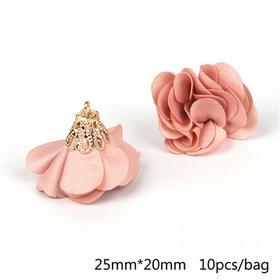 10 gab. 25 mm ziedu formas pušķu ornaments, mazs pērļu sprādzes apzeltīts zvana piekariņa pušķis mājas aizkaru dekorēšanai.