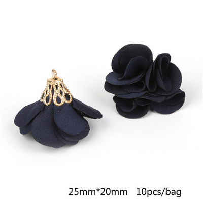 10 gab. 25 mm ziedu formas pušķu ornaments, mazs pērļu sprādzes apzeltīts zvana piekariņa pušķis mājas aizkaru dekorēšanai.