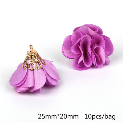 10 gab. 25 mm ziedu formas pušķu ornaments, mazs pērļu sprādzes apzeltīts zvana piekariņa pušķis mājas aizkaru dekorēšanai.