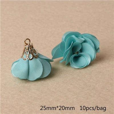 10 gab. 25 mm ziedu formas pušķu ornaments, mazs pērļu sprādzes apzeltīts zvana piekariņa pušķis mājas aizkaru dekorēšanai.