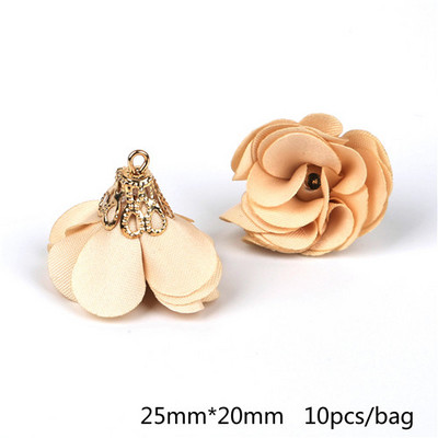 10 gab. 25 mm ziedu formas pušķu ornaments, mazs pērļu sprādzes apzeltīts zvana piekariņa pušķis mājas aizkaru dekorēšanai.