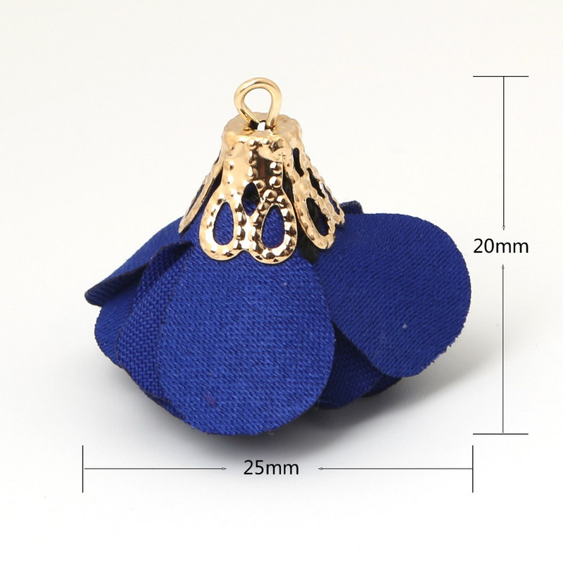 10 gab. 25 mm ziedu formas pušķu ornaments, mazs pērļu sprādzes apzeltīts zvana piekariņa pušķis mājas aizkaru dekorēšanai.