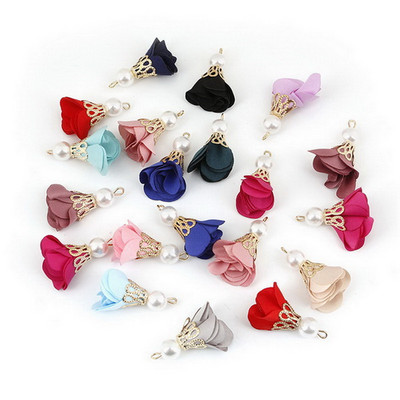 Modes 10 gab. Stila un krāsu kombinācija Šifona fribric, ziedu šarms ar bārkstīm pušķis auduma dekorēšanai, kulonu vintage pušķi