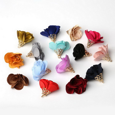 Modes 10 gab. Stila un krāsu kombinācija Šifona fribric, ziedu šarms ar bārkstīm pušķis auduma dekorēšanai, kulonu vintage pušķi