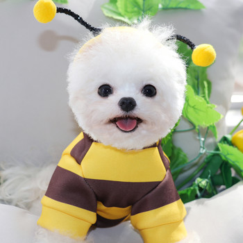 Pet Bee Turned Into a Bichon Пуловери Кученце Топли зимни раирани дрехи за кучета Теди Пуловер Продукти за домашни любимци XS-XL