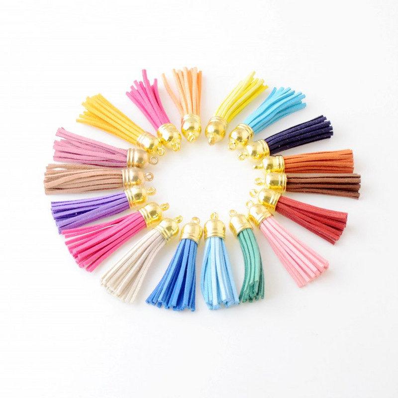 10 gab. 6 cm pušķis vintage ādas pušķi Bārkstis čalojumam Makrame DIY rotaslietas atslēgu piekariņš Mobilā telefona siksniņas kulons