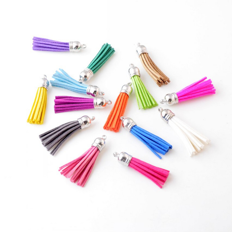 10 gab. 6 cm pušķis vintage ādas pušķi Bārkstis čalojumam Makrame DIY rotaslietas atslēgu piekariņš Mobilā telefona siksniņas kulons