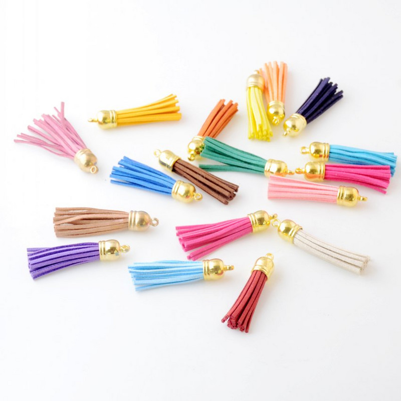 10 gab. 6 cm pušķis vintage ādas pušķi Bārkstis čalojumam Makrame DIY rotaslietas atslēgu piekariņš Mobilā telefona siksniņas kulons