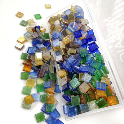 100 g válogatott 10 színű négyzet alakú színes festett üvegmozaik átlátszó csempe barkács kézműves kellékek mozaik nagykereskedelmi ömlesztett hobbi