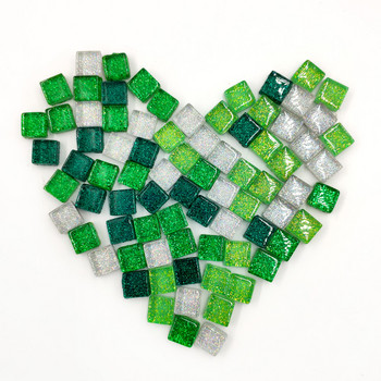 155 броя разнообразни цветни квадратни блестящи стъклени мозаечни плочки за Направи си сам занаяти, консумативи, хобита, занаяти, материали, изкуство, стъкло