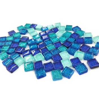155 Τεμάχια Ποικιλία Χρώματος Τετράγωνο Glitter Glass Mosaic Tiles for DIY Crafts Προμήθειες χόμπι χειροτεχνία υλικά τέχνης γυαλί