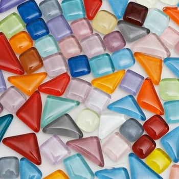 50g Смесени цветни кристални стъклени мозаечни плочки за творческа изработка Детски пъзел Направи си сам занаяти Ръчно изработени аксесоари Мозаечни камъни
