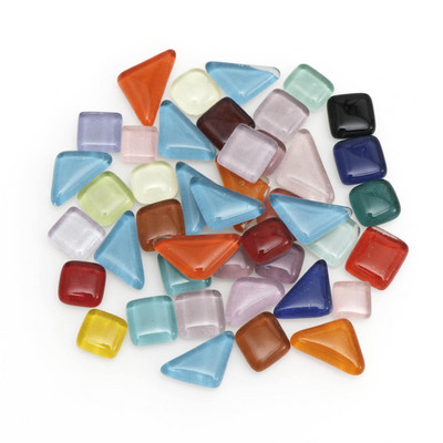 50 g jauktas krāsas kristāla stikla mozaīkas flīzes radošam bērnu veidošanai. Puzles DIY Amatniecība Roku darbs Piederumi Mozaīkas akmeņi