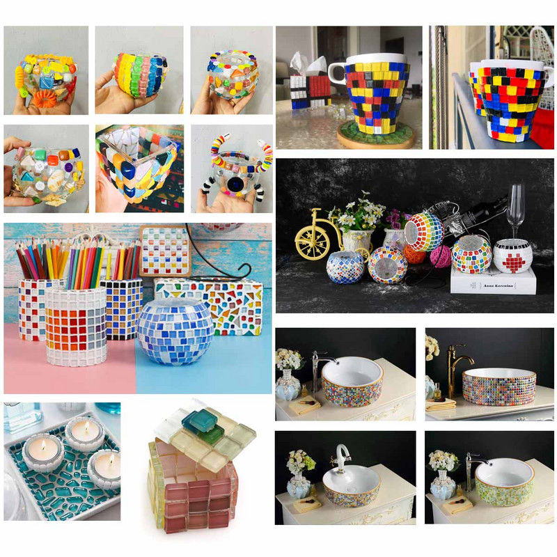 50 g jauktas krāsas kristāla stikla mozaīkas flīzes radošam bērnu veidošanai. Puzles DIY Amatniecība Roku darbs Piederumi Mozaīkas akmeņi