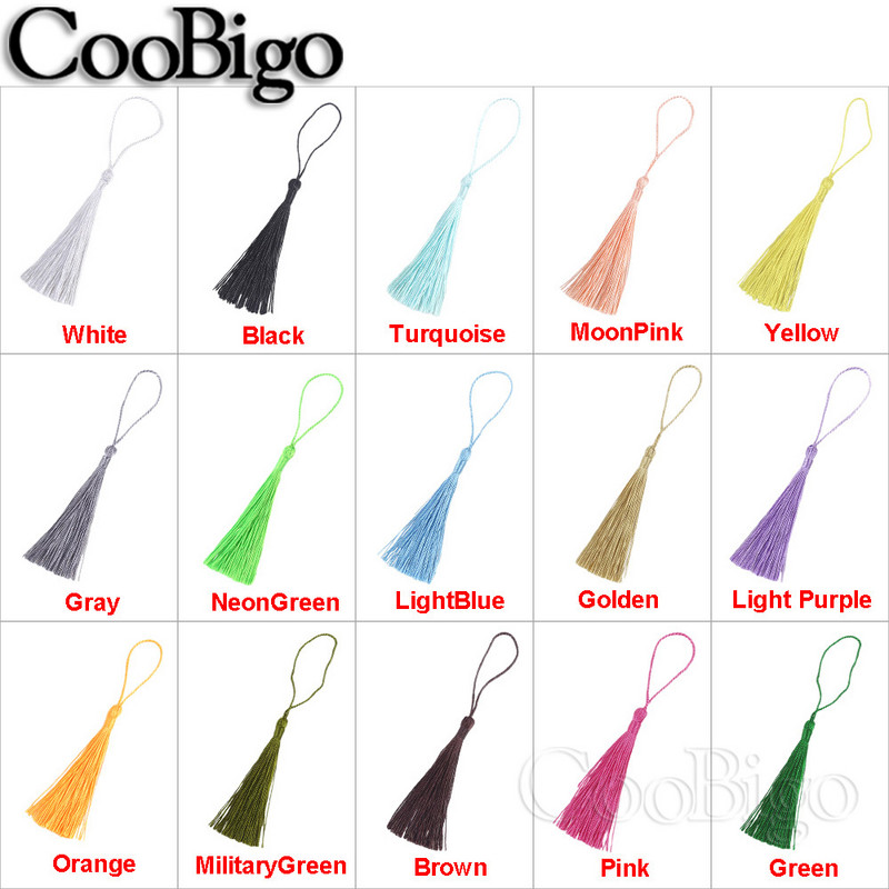 10db selyem bojt rojt díszítő könyvjelzők otthoni függönyökhöz barkácsolás fülbevaló ékszer bojt hurkokkal dekoratív vegyes 15 színben