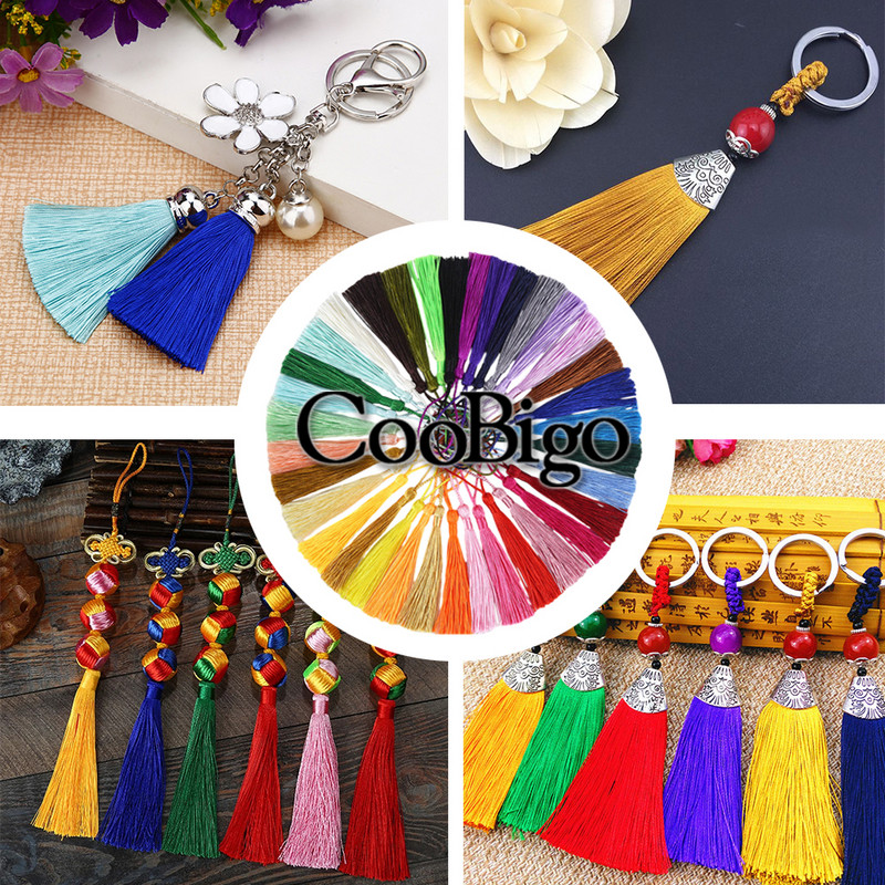 10db selyem bojt rojt díszítő könyvjelzők otthoni függönyökhöz barkácsolás fülbevaló ékszer bojt hurkokkal dekoratív vegyes 15 színben