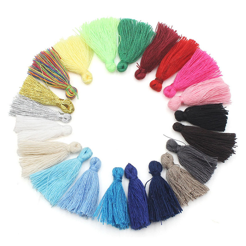 50 db 30 mm-es rövid többszínű pamut selyem bojt varázslatok fülbevalóhoz nyaklánc ékszer készítés szatén medál kézzel készített barkács dekoráció