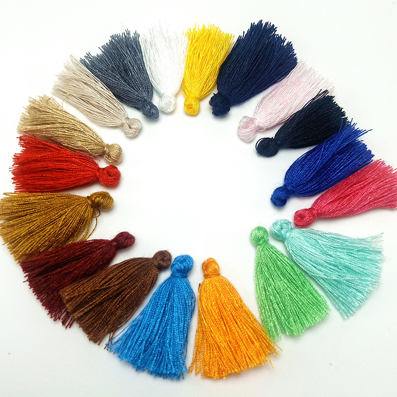 50 db 30 mm-es rövid többszínű pamut selyem bojt varázslatok fülbevalóhoz nyaklánc ékszer készítés szatén medál kézzel készített barkács dekoráció