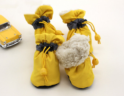 4 бр. Противоплъзгащи се обувки за кученца Водоустойчиви зимни домашни кучета Противоплъзгащи се ботуши за дъжд и сняг Обувки Дебели топли за Prewalkers Чорапи Ботуши