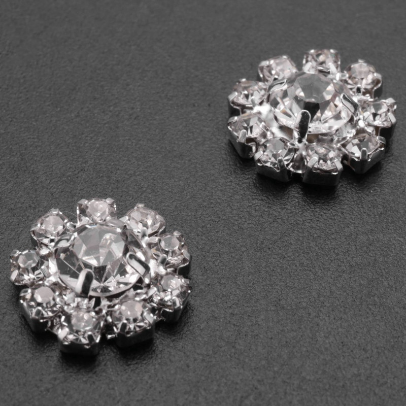 A63I kristāla Rhinestone pogas plakana muguras dekorēšana, DIY 15 mm, 20 gab.