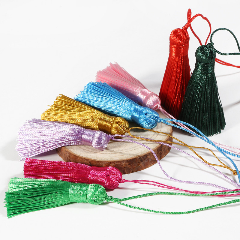 2gab Poliestera zīda pušķu kulons 5,5 cm garš kokvilnas pušķis mājas kāzu dekorēšanai DIY šūšanas aizkaru piederumi