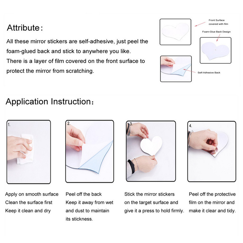 Kerek falmatrica 3D akril tükör matrica eltávolítható öntapadó csempe otthoni nappalihoz hálószoba dekorációs kellékek eszközök