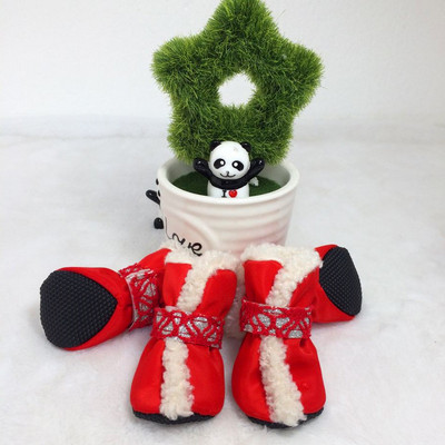 Обувки за домашни любимци за малки кучета Светлоотразителни нехлъзгащи се устойчиви на износване зимни топли ботуши за бишон корги чихуахуа йорк теди мека подметка