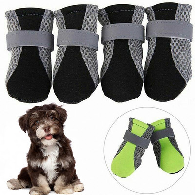 Дишащи обувки за домашни любимци Водоустойчива външна мрежа за ходене Меки летни обувки за домашни любимци Нощни светлоотразителни ботуши за малки и средни кучета