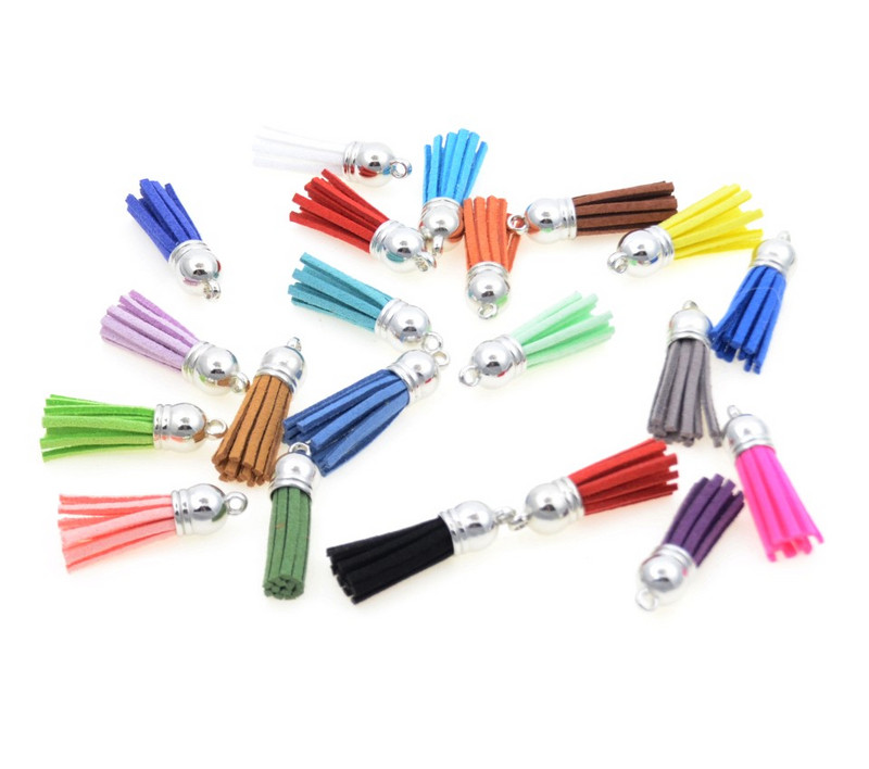 20gab 3,8 cm Pušķis Vintage ādas pušķi Bārkstis čalojumam Makrame DIY Juvelierizstrādājumu soma Atslēgu piekariņš Mobilā telefona Dekoratīvās siksnas kulons