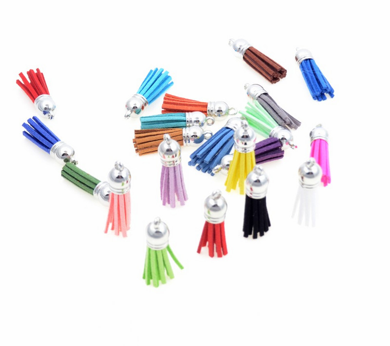 20gab 3,8 cm Pušķis Vintage ādas pušķi Bārkstis čalojumam Makrame DIY Juvelierizstrādājumu soma Atslēgu piekariņš Mobilā telefona Dekoratīvās siksnas kulons