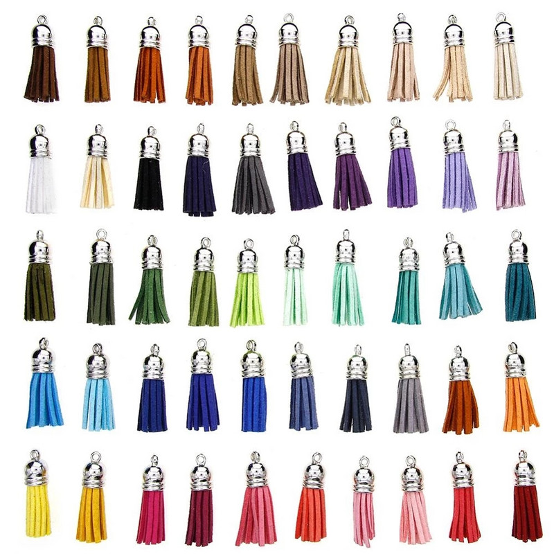 20gab 3,8 cm Pušķis Vintage ādas pušķi Bārkstis čalojumam Makrame DIY Juvelierizstrādājumu soma Atslēgu piekariņš Mobilā telefona Dekoratīvās siksnas kulons