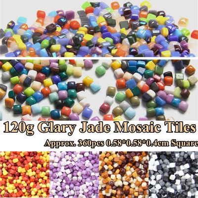 120 g/4,23 uncia (kb. 360 db) Glary Jade mozaik csempe 0,58*0,58*0,4 cm négyzet alakú DIY mozaik kézműves anyagok vegyes színű mozaik csempe