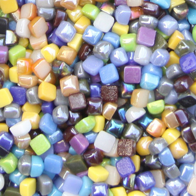 120g/4,23oz (Περίπου 360pcs) Glary Jade Mosaic Tiles 0,58*0,58*0,4cm Τετράγωνα DIY Μωσαϊκά Υλικά χειροτεχνίας Μικτό χρώμα Μωσαϊκό Πλακάκι