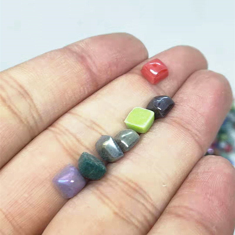 120 g/4,23 unces (apmēram 360 gab.) Glary Jade mozaīkas flīzes 0,58*0,58*0,4 cm kvadrātveida mozaīkas amatniecības materiāli, jauktu krāsu mozaīkas flīzes