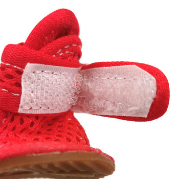 4PCS/Комплект Розови неплъзгащи се летни обувки за кучета Дишащи сандали за малки кучета Чорапи за домашни кучета Маратонки за кучета Обувки за кученца Котки Ботуши
