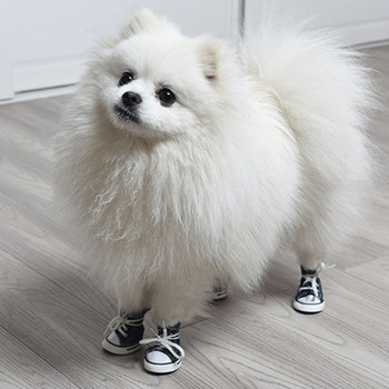 4 τμχ Αντιολισθητικό τζιν καμβάς παπούτσια για σκύλους Παπούτσια για κατοικίδια αδιάβροχα παπούτσια Αθλητικά παπούτσια Αναπνέοντα μποτάκια για σκύλους Κάλτσες προμήθειες για κατοικίδια
