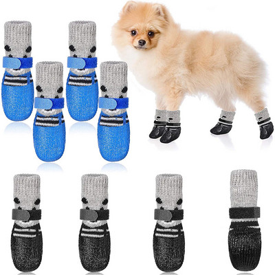 Dog Cat Boots Shoes Socks Waterproof Dog Shoes Rain Snow Pet Booties Anti-Slip Small Puppy Sock Shoes with Adjustable Drawstring