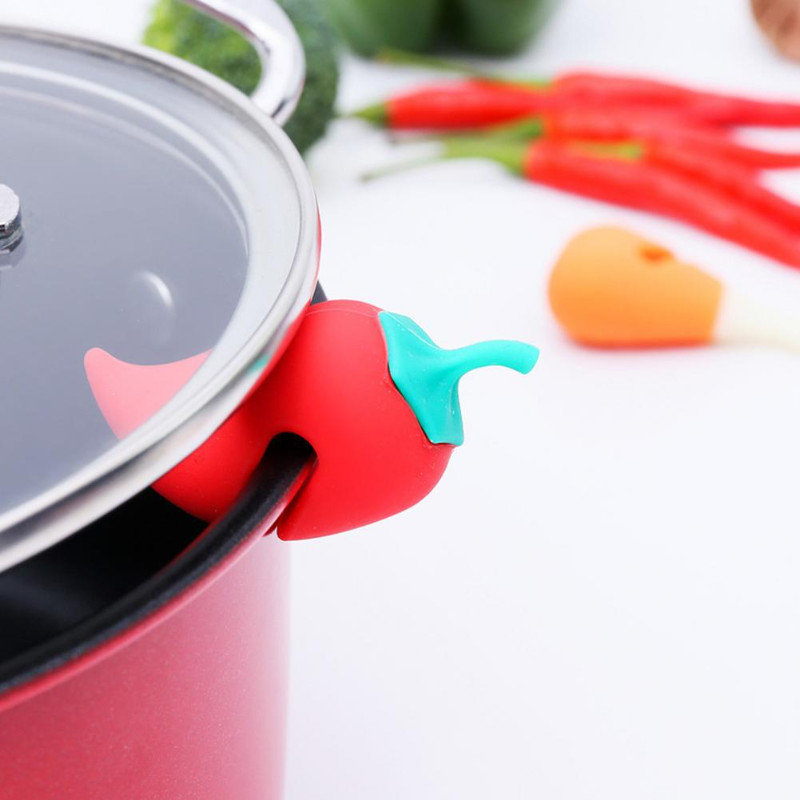 1vnt Creative silikono dangtelio keltuvai, apsaugantys nuo išsiliejimo, neleidžia formuoti morkų puodo dangčio laikiklio laikiklio, skirto puodo dangčio virtuvės įrankiams