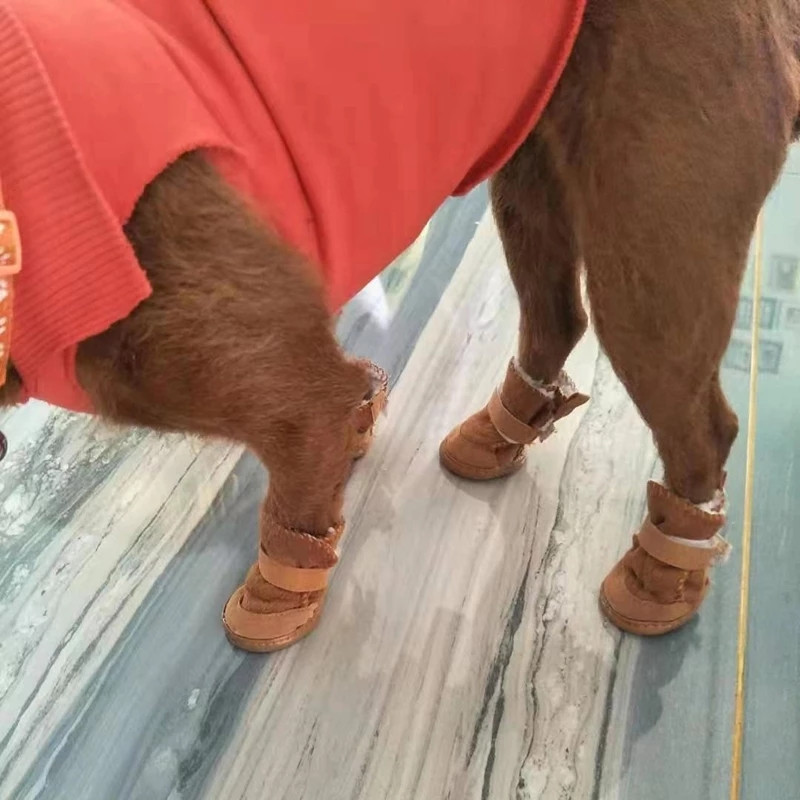 Обувки за домашни кучета 4 бр. Дебели топли ботуши за дъжд и сняг Картонени ботуши Prewalkers Разходки за кученца Маратонки Аксесоари за кучета