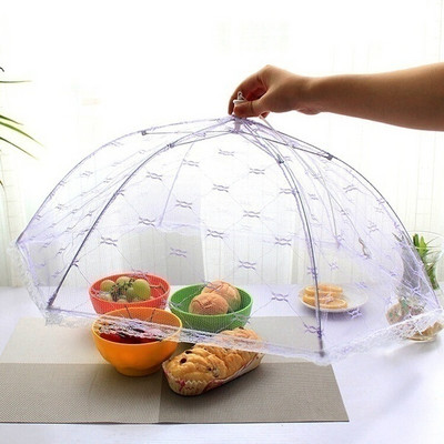1PC Преносим чадър в стил на покривало за храна против комари Покривало за хранене Дантелена маса Начало Използване на покривало за храна Кухненски джаджи Инструменти за готвене