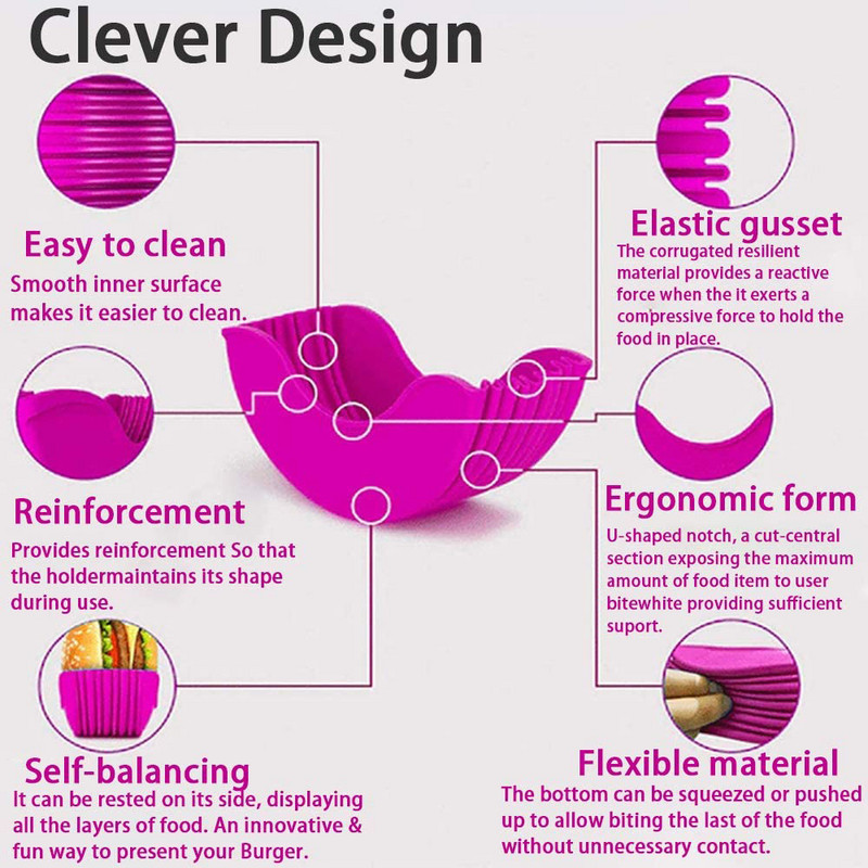 Atkārtoti lietojams burgeru turētājs, silikona plaukts, hamburgeru instrumenti, fiksēts plaukts, glabāšana, virtuves organizatora kaste, virtuves piederumi.