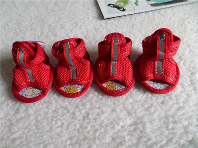 4 ΤΕΜ/σετ Ροζ αντιολισθητικά καλοκαιρινά παπούτσια για σκύλους αναπνεύσιμα σανδάλια για μικρά σκυλιά Κάλτσες για σκύλους για κατοικίδια Αθλητικά παπούτσια για σκύλους Μπότες παπούτσια για κουτάβι γάτα